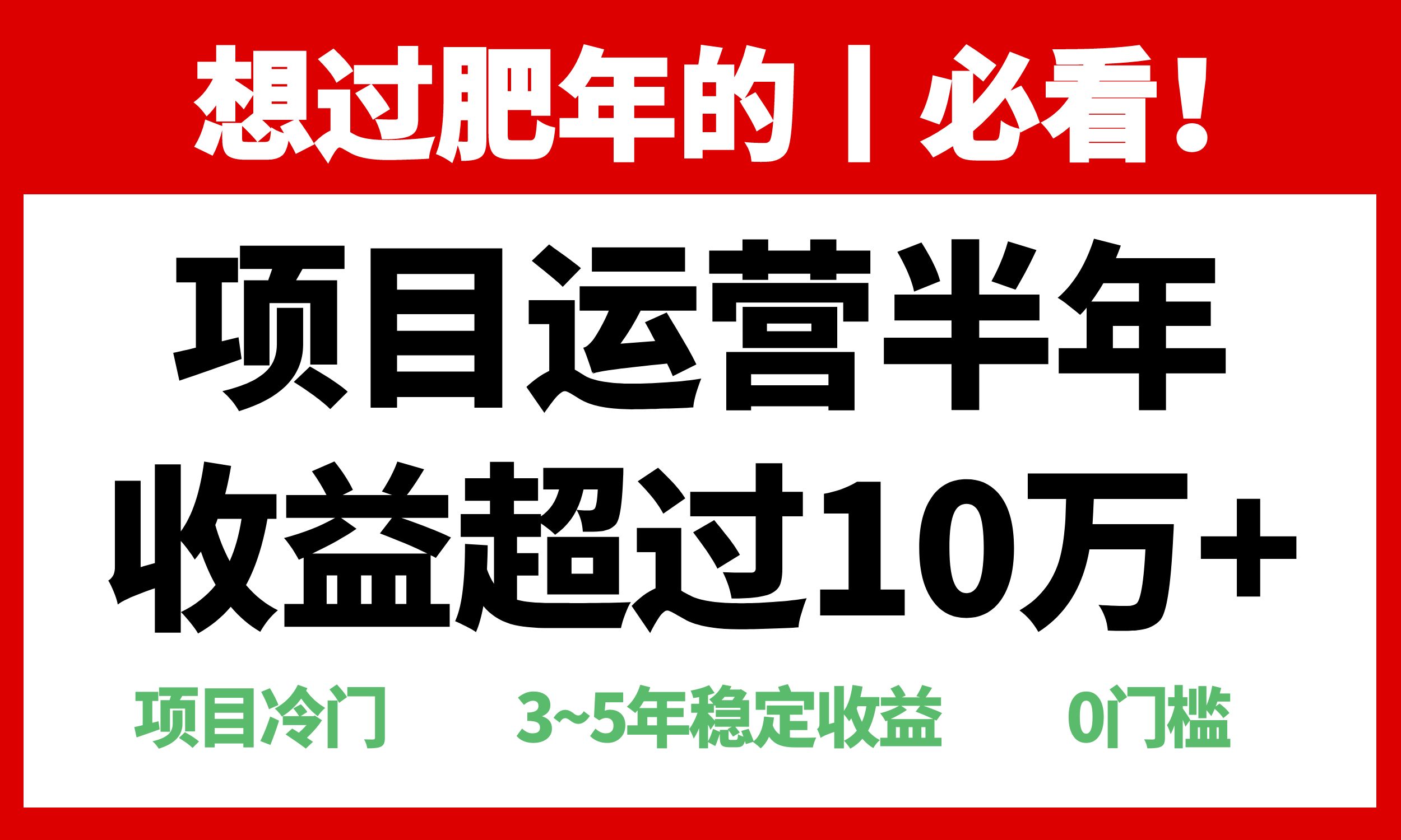 年前过肥年的必看的超冷门项目,半年收益超过10万+,-AIGC资源中心