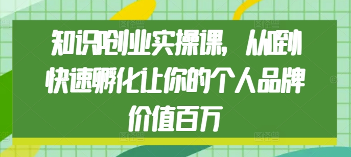 知识IP创业实操课,从0到1快速孵化让你的个人品牌价值百万-AIGC资源中心
